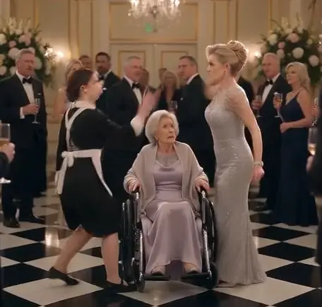 THE SOCIALITE RAISED HER HAND TO SLAP A WOMAN IN A WHEELCHAIR—THEN THE MAID CAUGHT HER WRIST AND THE REAL HOST WALK IN