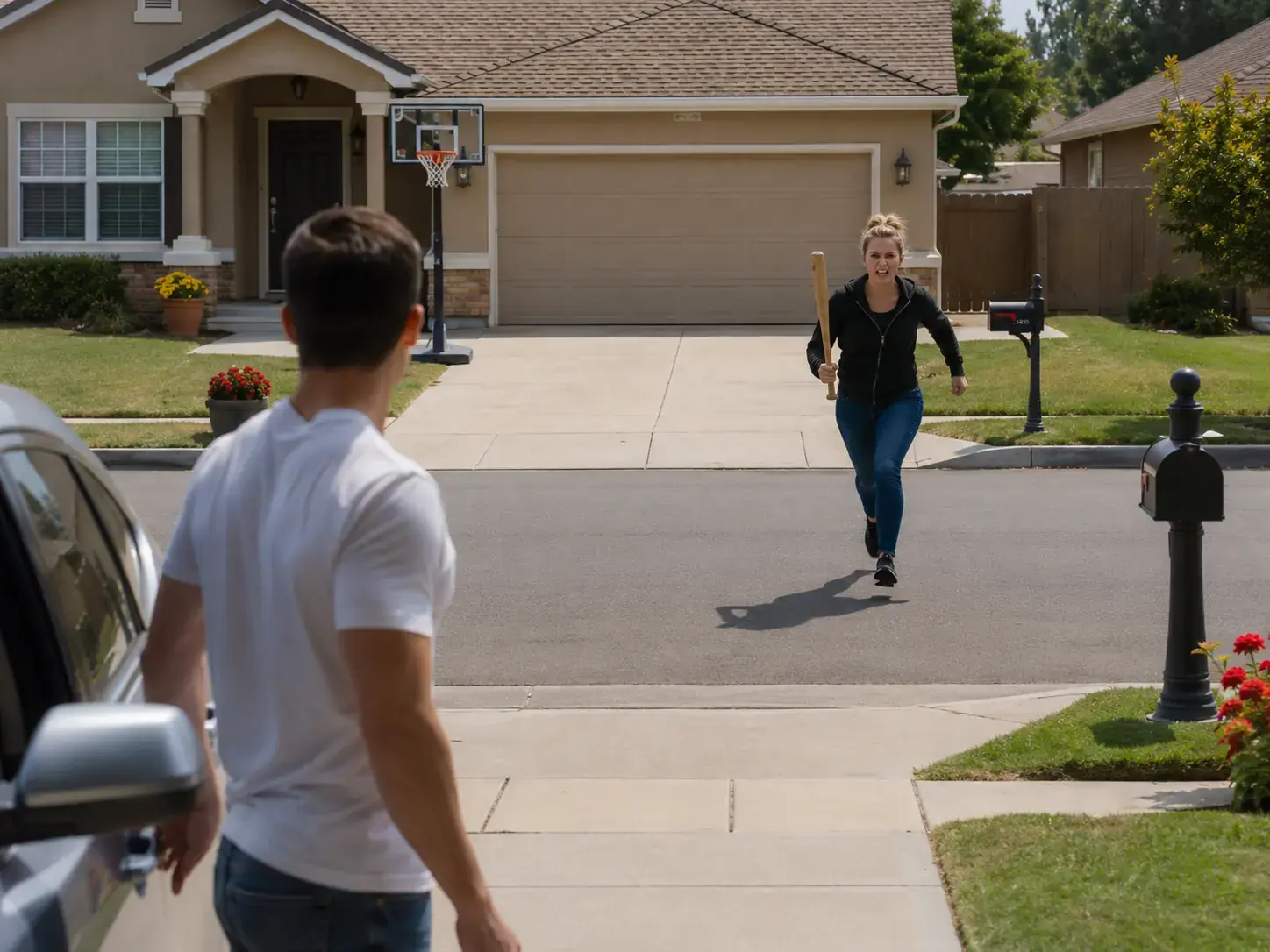 Woman Ran Toward Him With a Baseball Bat — Then He Realized She Wasn’t Trying to Attack Him