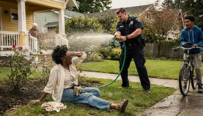 The Officer Sprayed A Black Woman With Her Own Garden Hose — Then He Saw Her Badge
