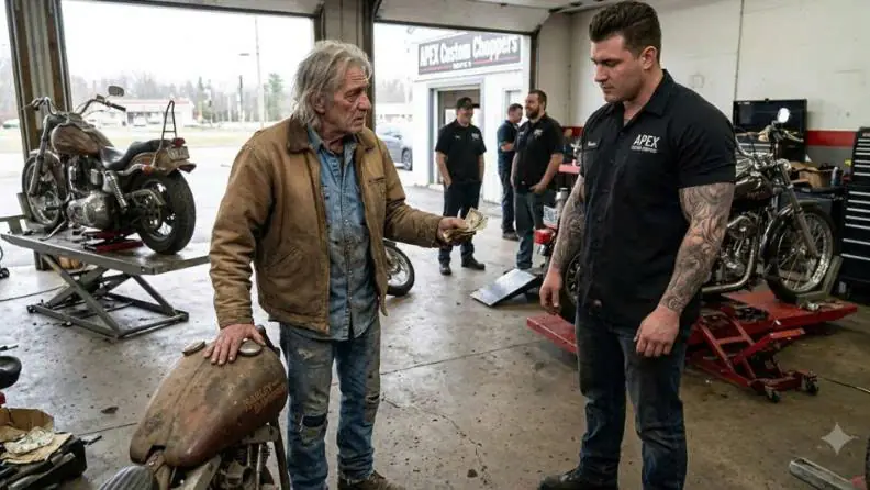 Mechanic Laughed at a 75-Year-Old Man’s Rusted Bike — Then the Hells Angels Arrived to Escort Him Home