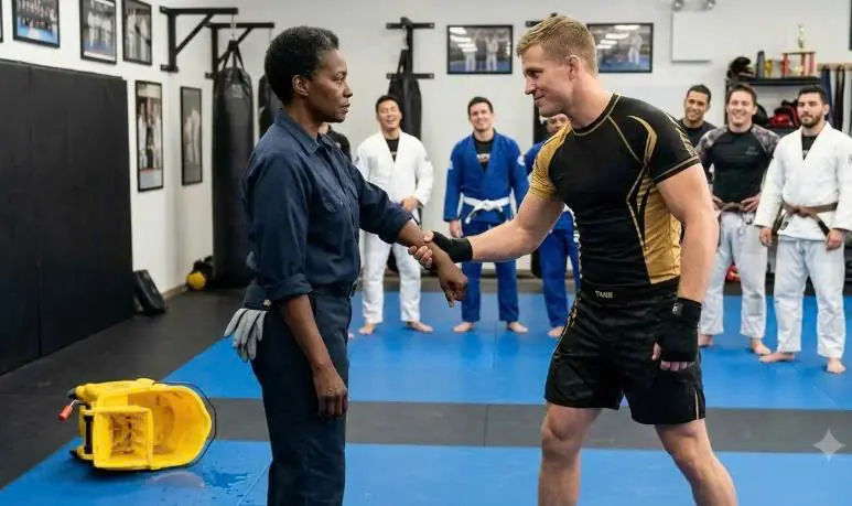“She Was Just the Janitor — Until She Taught the Arrogant Champion a Lesson He’ll Never Forget”