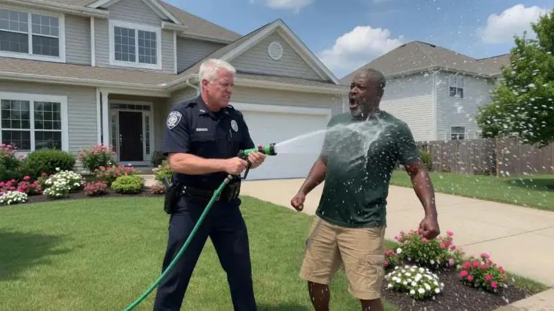 Police Officer Blasts Homeowner With Hose - Then FBI SUVs Arrive