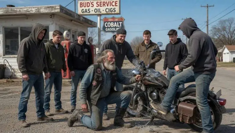 Six Men Attacked an Old Biker at a Gas Station — Then a Mechanic and His Dog Stepped In