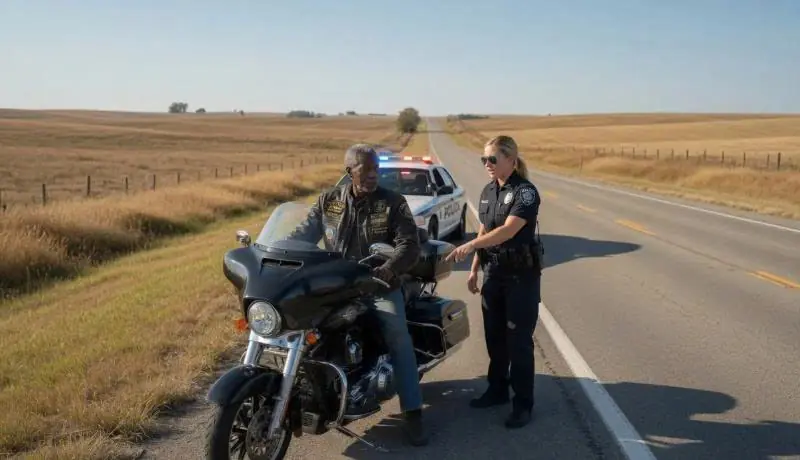 Cops Stopped an Elderly Man on a Motorcycle — Then A Military Convoy Arrived Minutes Later