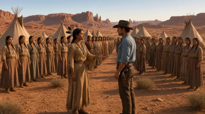 The Cowboy Found Water for the Apaches… The Chief Lined Up 22 Women And His Response Was Shocking