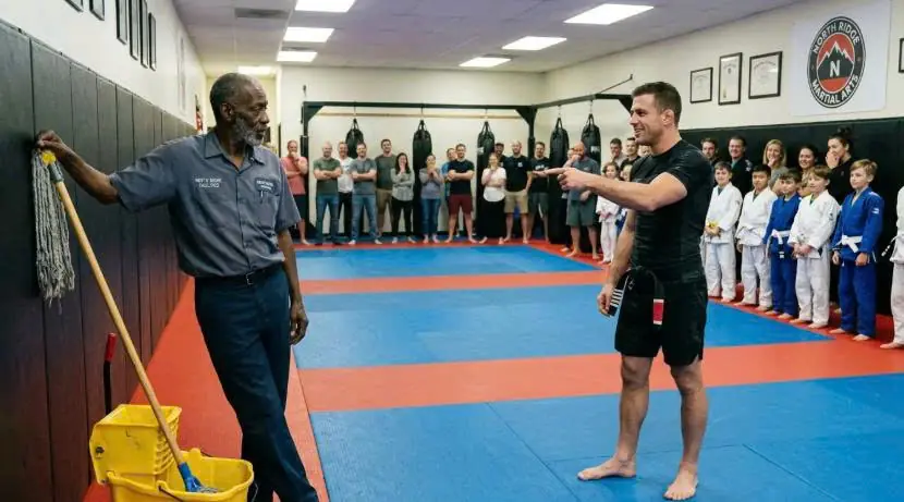 The Black Belt Chose the Old Janitor to Show Off — Then the Janitor Said, “Are You Sure About This?”
