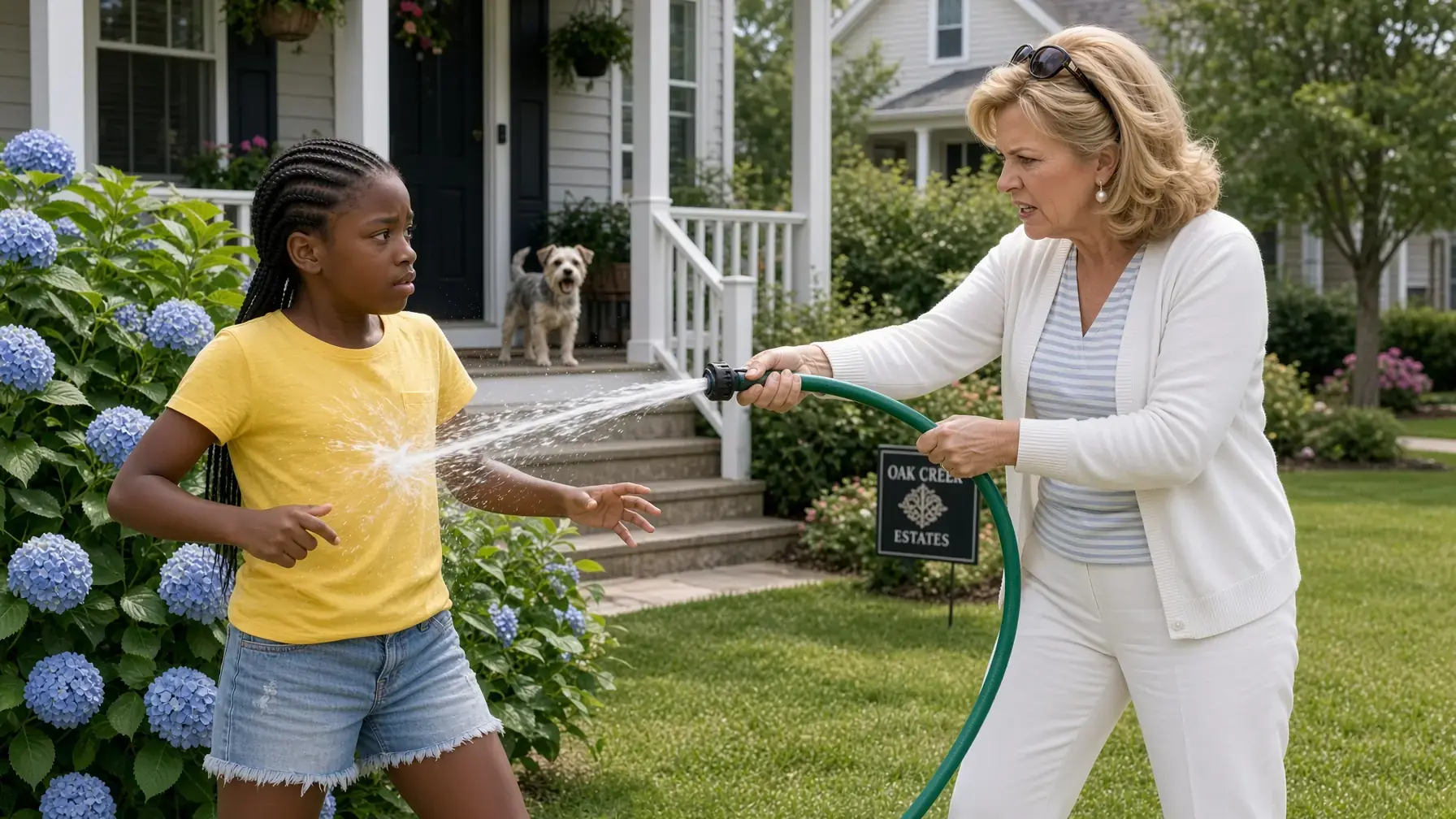 HOA Karen Sprayed a 13-Year-Old With a Garden Hose — Then the Girl’s Mother Pulled Into the Driveway