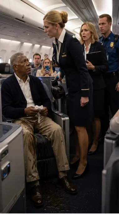 Flight Attendant Poured Coffee on Black Elderly Man —Then Froze When He Said “I Own This Airline”.