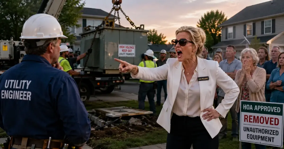 HOA Karen Had the Transformer Beside My Workshop Hauled Away — Then the Utility Engineer Asked Why 214 Homes Went Dark