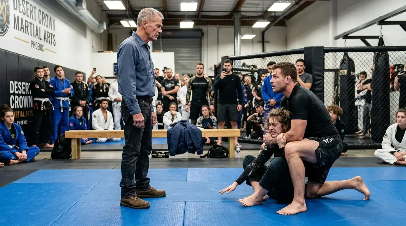 Everyone Froze as the Black Belt Kept Choking Her — Then an Older Man Walked Through the Crowd