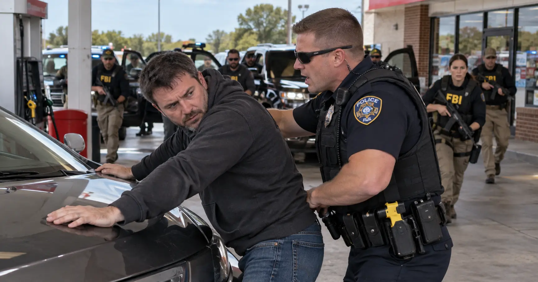 A Cop Ordered Him Against His Car at a Gas Station — Then Federal Agents Closed In From Every Exit