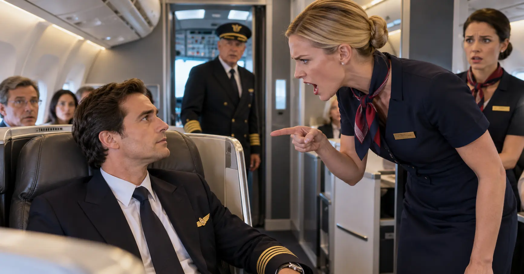 The Flight Attendant Ordered Him Out of First Class — Then the Cockpit Door Opened