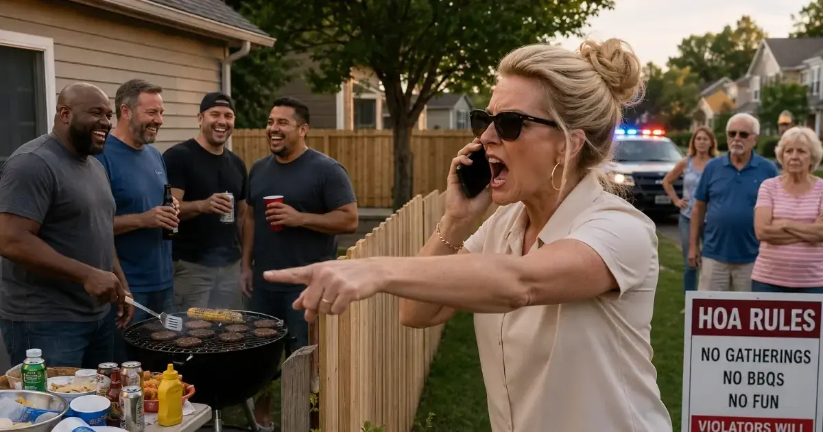 HOA Karen Called 911 on Four Men Barbecuing Behind My New Fence — Then the 911 Recording Played at the Meeting She Demanded