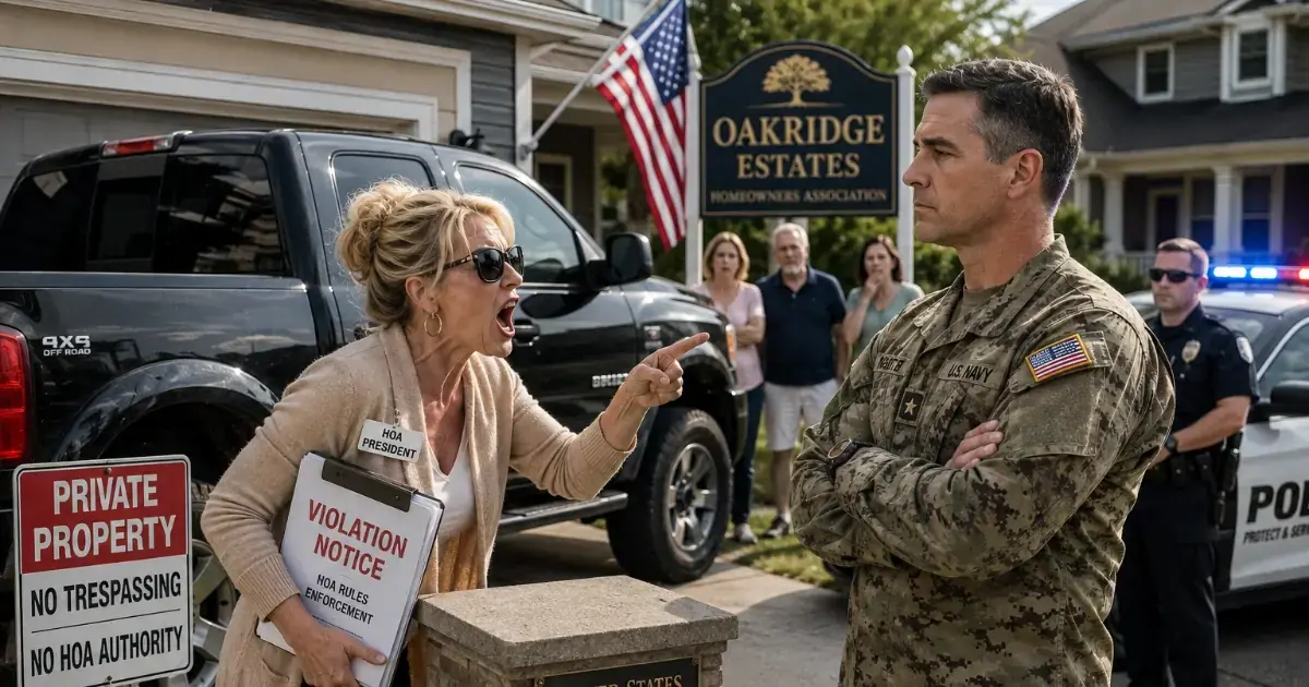 HOA Karen Called Police Over My Truck in My Own Driveway — Then Her Complaint Landed on the Base Commander’s Desk: Mine
