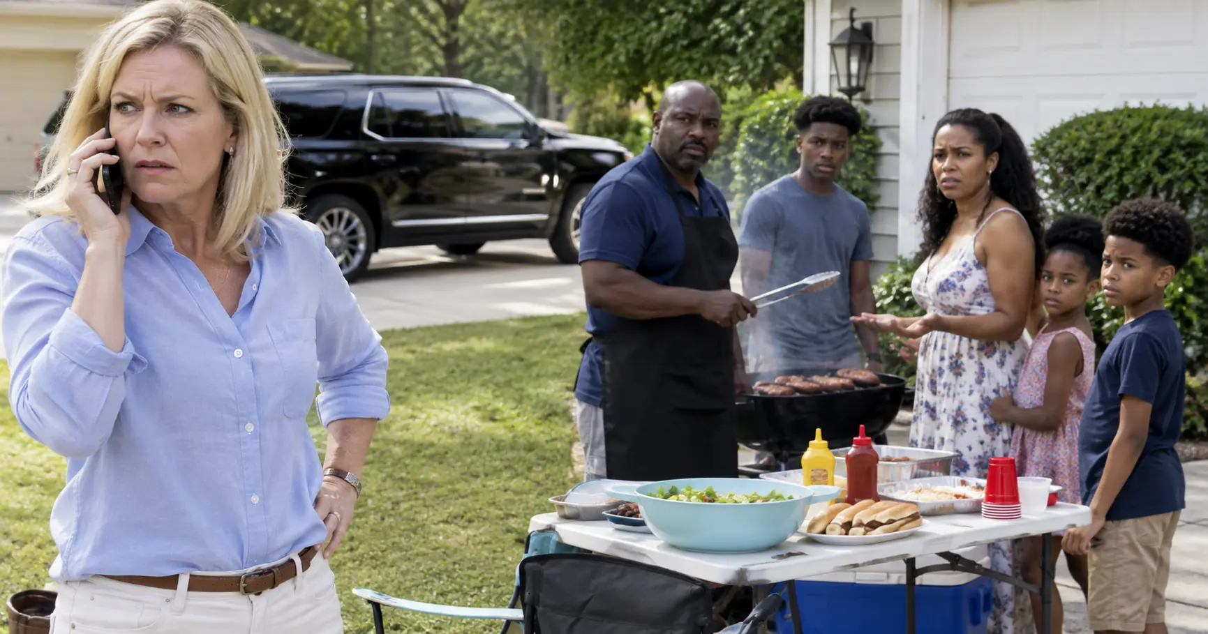 She Called 911 on the Black Family Next Door Over a BBQ - Then a Black SUV Stopped at Their Driveway