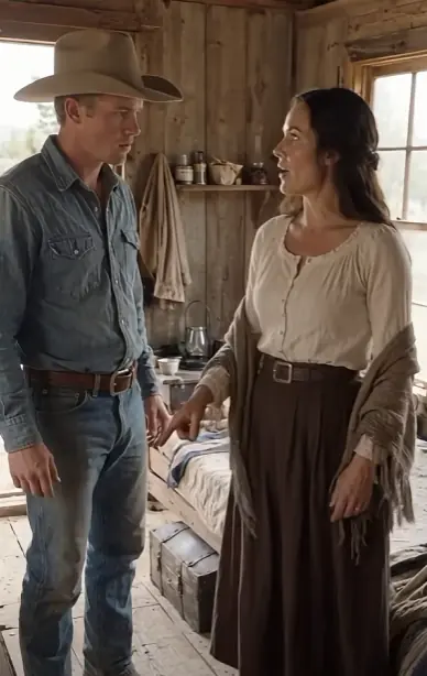 The Cowboy Found a Beautiful Woman Living in His Abandoned Hunting Cabin — Then She Pointed to the Floor and Said, “Your Father Buried Someone Here.”