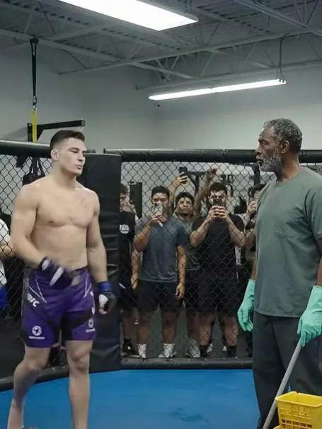 A Rich Kid Challenged the Quiet Janitor to Spar — Then the Janitor Took Off His Work Shirt and Stepped Into the Cage