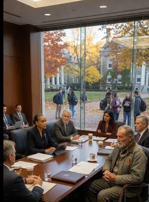 A UNIVERSITY PRESIDENT DISMISSED AN OLD GROUNDSKEEPER — THEN THE VOICE ON HIS PHONE SILENCED THE ROOM