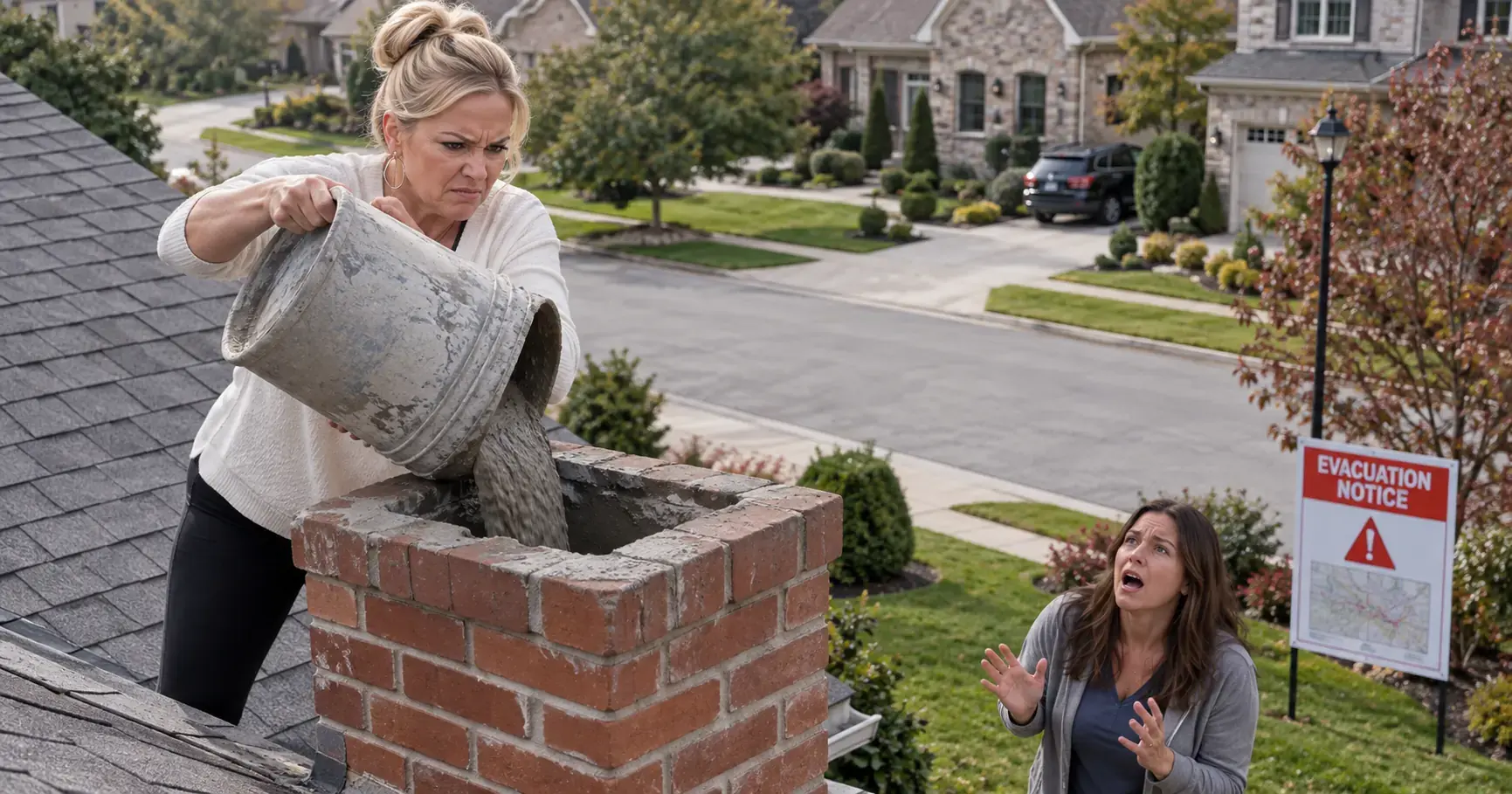 My Neighbor Poured Concrete Down My Chimney Before Dawn — Then an Evacuation Alert Changed Everything