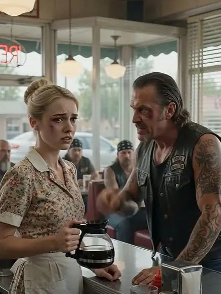 Biker Leader Saw the Waitress’s Bruises Behind the Diner Counter — Then His Brotherhood Made Her Abuser Answer in Front of the Entire Town