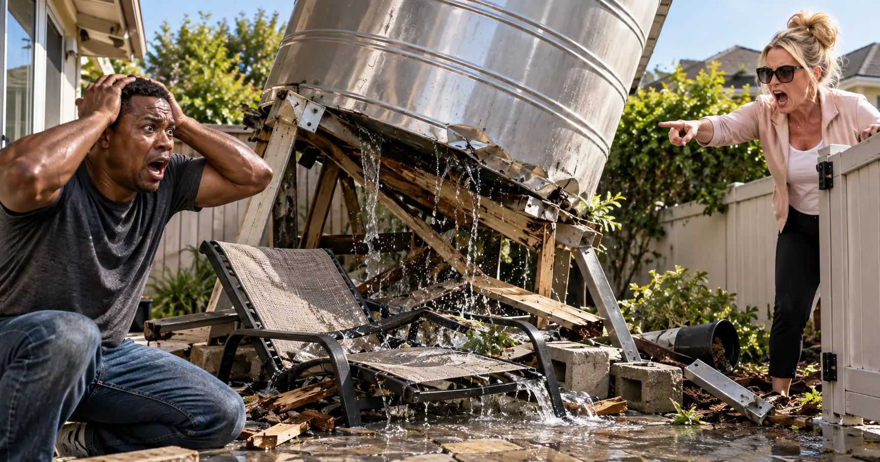 My Neighbor Damaged the Support Beneath My 500-Liter Water Tank — Then It Crashed Onto the Chair I Used Every Morning