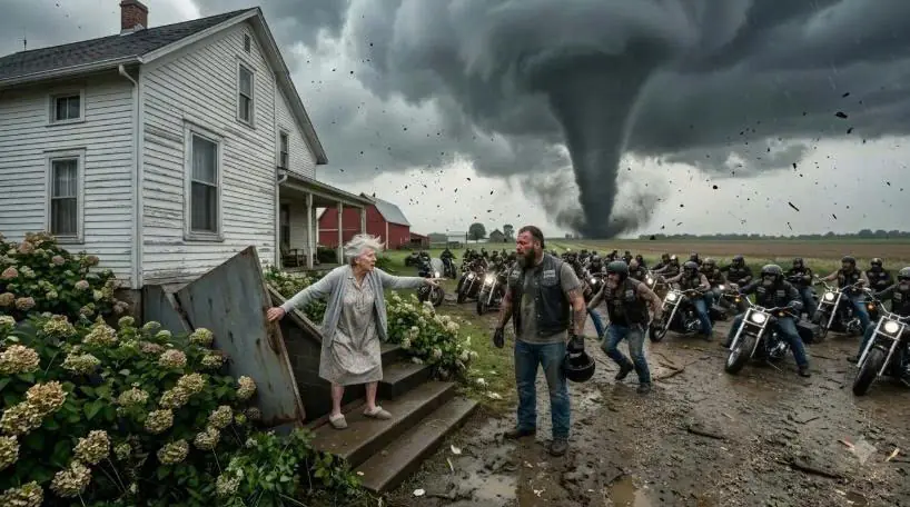 “Basement! Tornado!” She Warned 79 Bikers — Days Later, 300 Harleys Returned