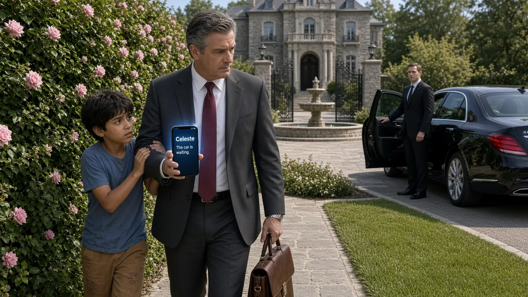 A Boy Grabbed a Businessman’s Sleeve Outside His Mansion — Then One Missing Ring Exposed the Trap Waiting at the Gate