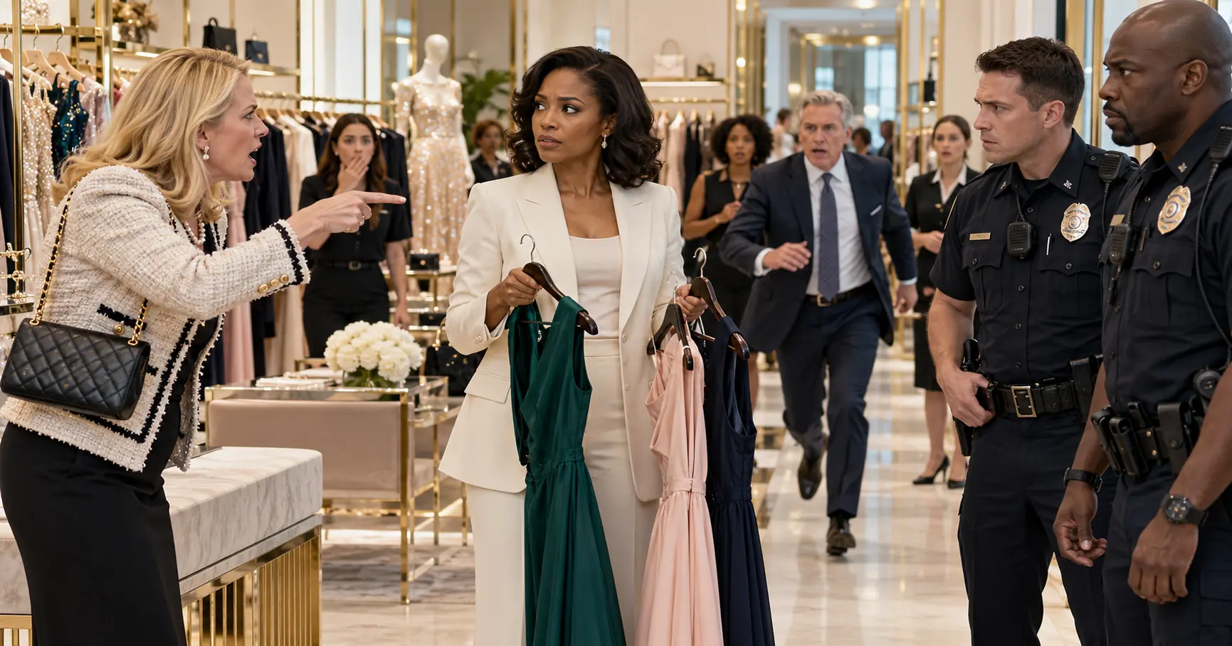 A VIP Called Police on a Black Woman Carrying Three Dresses - Then the Regional President Ran Downstairs and Said, 'She Owns the Company'