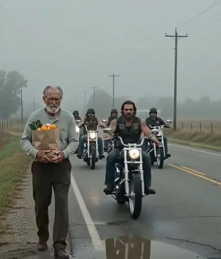 Seven Bikers Soaked an Old Man for Fun — Then the Youngest Rider Saw the Patch Under His Coat