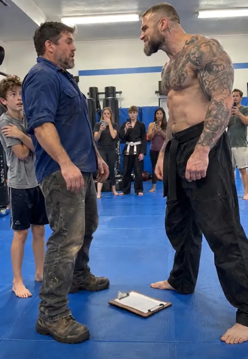 PART 2 - ENDING: "Sign The Waiver, Delivery Boy," The Arrogant Black Belt Laughed On Camera — The Quiet Single Dad Mechanically Dropped His Work Boots And Unbuttoned His Shirt