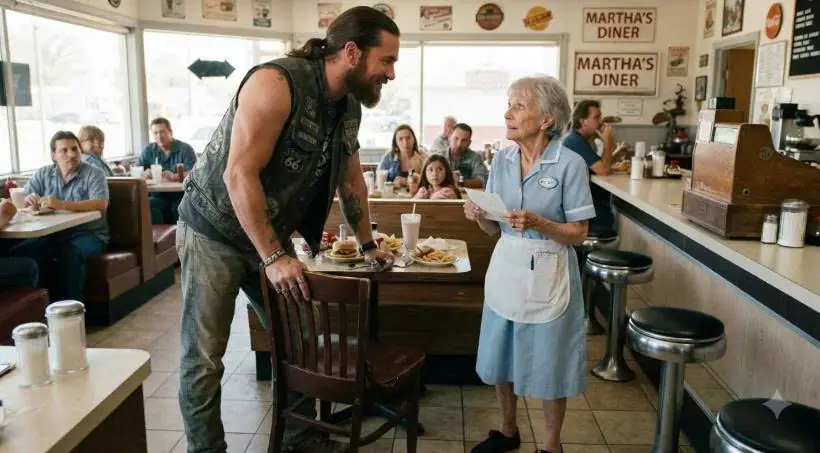 Biker Trashed an Elderly Woman’s Diner Over a $32 Bill — Then One Man Walked Through the Door