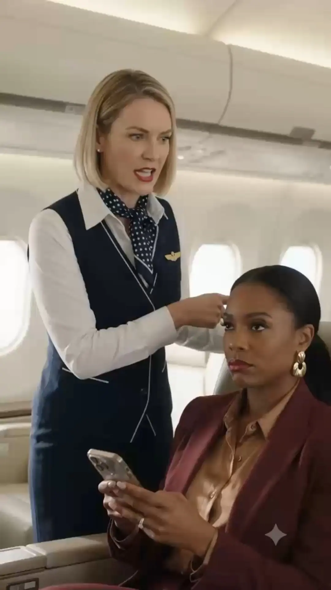 While I was sitting in seat 1A on my own airline, a flight attendant pointed toward the economy cabin and said, "You need to leave first class.