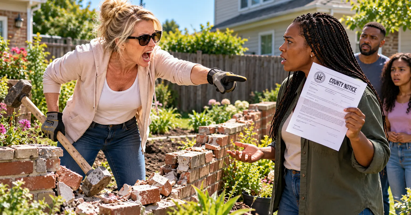 The Woman Next Door Tore Down Our Garden Wall — Then I Learned the County Notice Was Never Sent