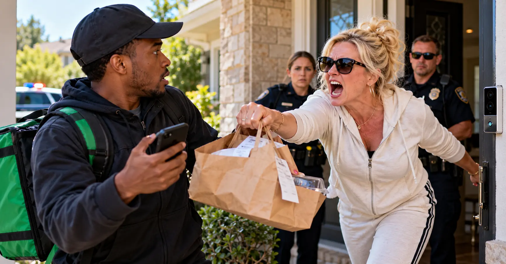 HOA Karen Snatched an Uber Eats Order From the Driver — Then the Doorbell Cameras Exposed Her Lie