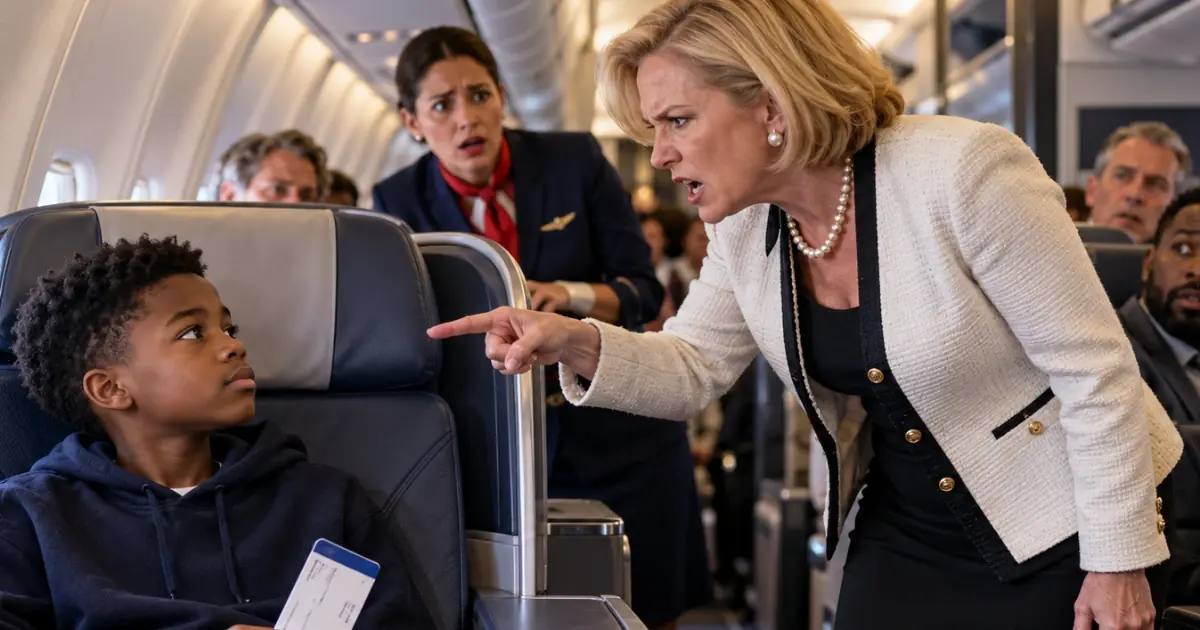 Get out of that seat—now,” Catherine Ward ordered, standing over eleven-year-old Malik Johnson as though his boarding pass meant nothing.